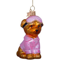 Елочная игрушка "Собачка в пижаме" 8,5 см