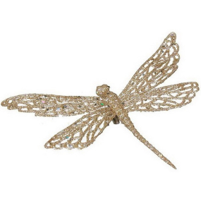 Елочная игрушка на клипсе "Стрекоза" 18 см, цвет золото