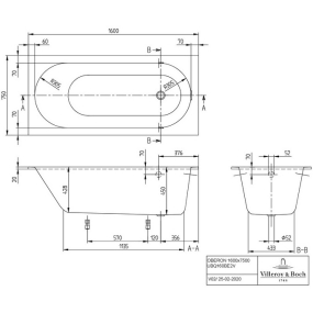 Ванна квариловая Villeroy & Boch Oberon 160х75 UBQ160OBE2V-01