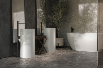 Раковина Holbi Andromeda NC 40х40, из Soft Rock, напольная, нанобетон, с клапаном