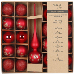 Набор украшений для елки "One-Two-Tree!", 19 предметов, цвет красный