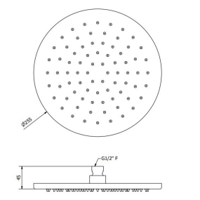 Лейка для душа iB Rubinetti Shower Head 316 P3025WA, потолочная, 25,5 см, матовая теплая латунь