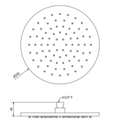 Лейка для душа iB Rubinetti Shower Head 316 P3025WA, потолочная, 25,5 см, матовая теплая латунь