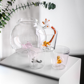 Стакан Tabby Cat 350 мл, белый кот с серым хвостом