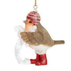 Елочная игрушка "Снегирь со списком" 11 см