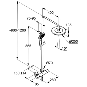 Душевая система Kludi Freshline 6709205-00, с термостатом, хром