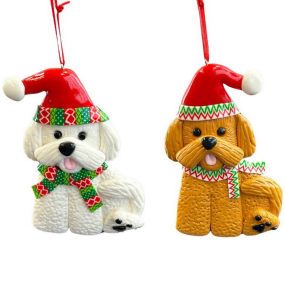 Елочная игрушка "Собака в новогоднем колпаке" 7,6 см, в ассортименте