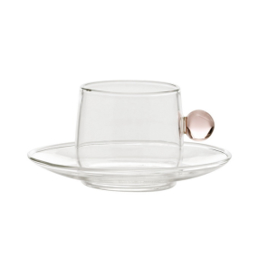 Чашка кофейная с блюдцем Bilia 120 мл, розовая