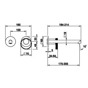Внешняя часть Gessi Anello 63383.299 смесителя  для раковины, черный матовый