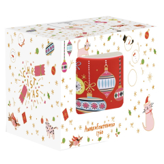 Кружка "Елочные украшения" 350 мл, красная