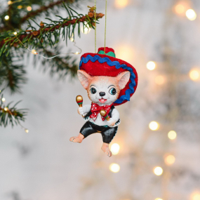 Игрушка на елку "Чихуахуа в сомбреро" 13 см