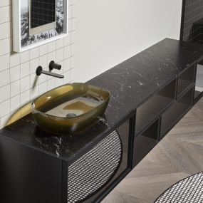 Раковина Antonio Lupi Senso, 60х40, из Cristalmood, с клапаном, полупрозрачная, цвет на выбор