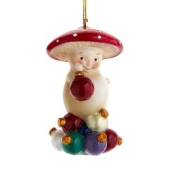 Елочная игрушка "Грибок с игрушками" 10,3 см