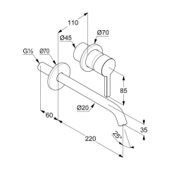 Внешняя часть Kludi Nova Fonte Pura 20245N215 смесителя для раковины, оружейная сталь