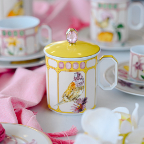 Кружка с крышкой "Желтый зяблик" Swarovski Idyllia 390 мл