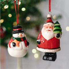 Елочная игрушка "Санта-колокольчик с елкой" 9 см