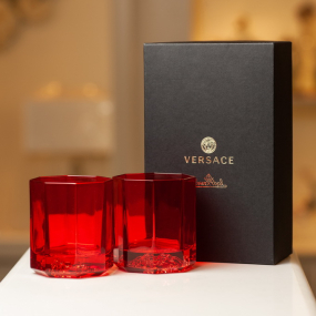 Набор бокалов для виски Versace Medusa Lumiere Rhapsody, 2 шт, цвет красный