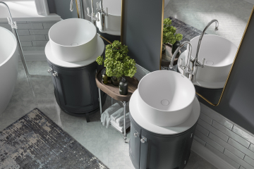 Раковина Holbi VegaSR 40x40, из Soft Rock, белая матовая, с клапаном