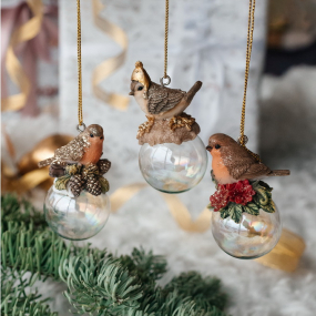 Елочная игрушка "Снегирь на мыльном пузыре" 7 см, в ассортименте