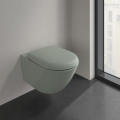 Унитаз Villeroy & Boch Antao 56х37, CeramicPlus, TwistFlush, с сиденьем, Morning Green