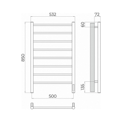 Полотенцесушитель Terminus Аврора 85х53, электрический, хром