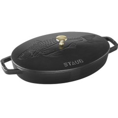 Сковорода овальная для рыбы с крышкой La Cocotte 33 см, черная