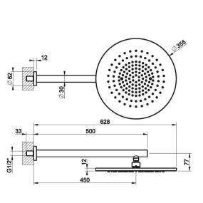 Лейка для душа Gessi 316 54148.708, 35 см, медь брашированная PVD