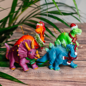 Игрушка на елку "Динозавр синий" 10,2 см