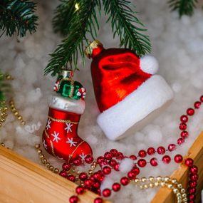 Елочная игрушка "Рождественский носок" 7 см
