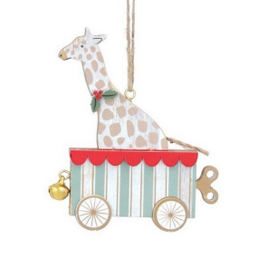 Игрушка на елку "Жираф в тележке" 10 см