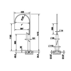 Смеситель для раковины Gessi Goccia 33628.031, напольный, хром