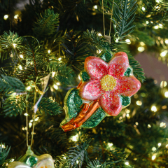 Елочная игрушка "Цветок" 11 см, розовая