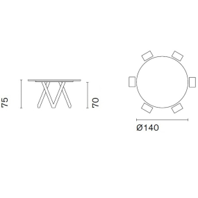 Стол Calligaris Cartesio 140х140 CS4092, Smoke / Bronze
