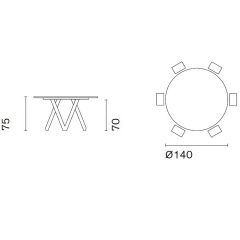Стол Calligaris Cartesio 140х140 CS4092, Walnut / Bronze