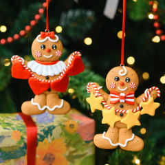 Елочная игрушка "Пряничный человечек со звездами" 10 см