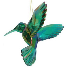 Елочная игрушка "Колибри зеленый" 11 см