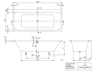 Ванна акриловая Villeroy & Boch Architectura 180х80 UBA180ARE2V-01, белая