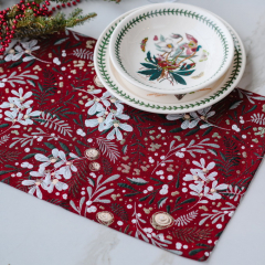 Салфетка под тарелку Xmas Bloom 35х50 см, цвет бургунди