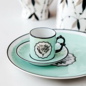 Чашка кофейная с блюдцем Herbariae 97 мл, зеленая