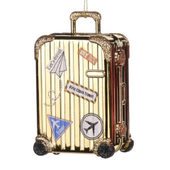 Елочная игрушка "Чемодан золотой" 11 см