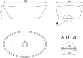 Раковина Holbi Europe NC 55х35, из Nano Concrete, Бетон, с клапаном