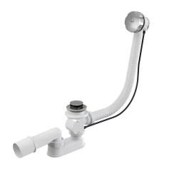 Сифон для ванны AlcaPlast siphon A55K-80-BL-01, 80 см, автомат, комплект, хром