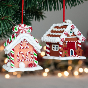 Игрушка на елку "Пряничный домик" 9,5 см, в ассортименте