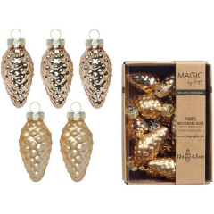 Набор елочных игрушек "Шишки" 4,5 см, 12 шт, цвет золото