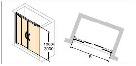 Раздвижная дверь Huppe Aura elegance 180х190 402103.087.322, двухсекционная, прозрачное стекло 6 мм, профиль матовое серебро