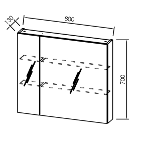 Зеркальный шкаф Kolpa-san Naomi TON 80 DC, 80x70, темный бетон