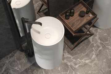 Раковина Holbi Andromeda NC 40х40, из Soft Rock, напольная, нанобетон, с клапаном