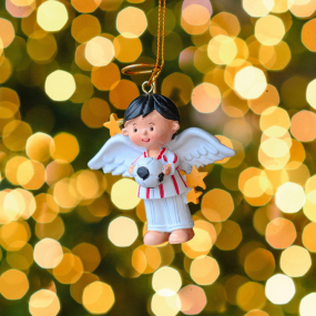 Елочная игрушка "Ангел-футболист" 8 см