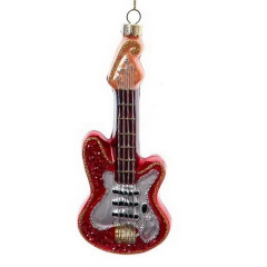 Новогодняя игрушка "Бас-гитара красная" 14,6 см