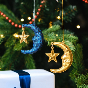 Елочная игрушка "Луна с золотой звездой" 6 см, цвет золото